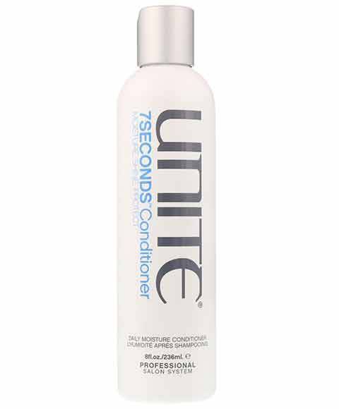 Unite Hair 7 Seconds Daily Moisture Conditioner bottle with pump dispenser, designed to hydrate and soften hair.