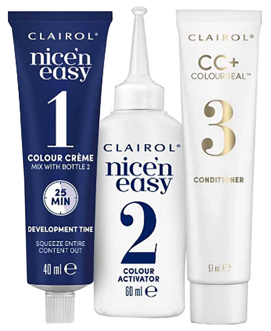 Clairol Nice N Easy permanent hair color in 6A Natural Light Ash Brown, showing the box and hair color swatch.
