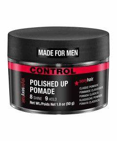 Coiffure sexy et lustrée à la pommade