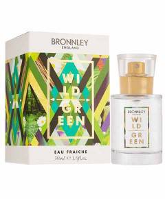 Wild Green Eau Fraiche for Her by Bronnley England, fresh green perfume bottle with floral accents and elegant design.