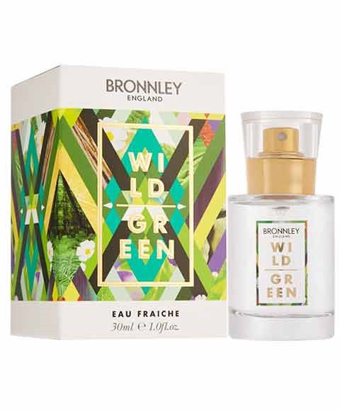 Wild Green Eau Fraiche for Her by Bronnley England, fresh green perfume bottle with floral accents and elegant packaging.