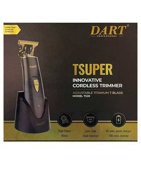 Dart Professional Dart Innovative Cordless Trimmer TS20, a hair styling tool with a sleek design and precision blades for grooming.
