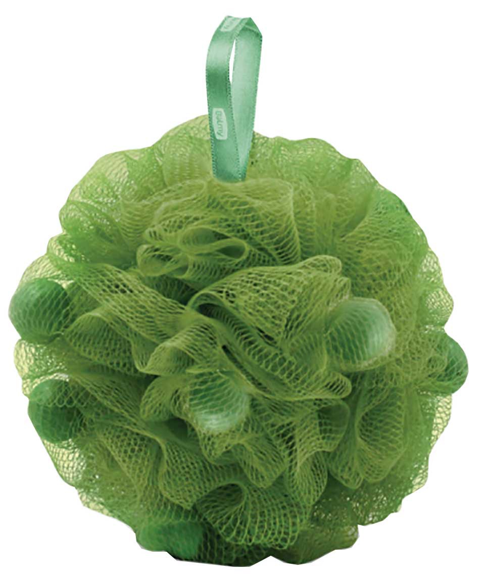 Pouf de bain avec morceaux de savon à la fleur d&