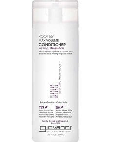 Giovanni Root 66 Max Volume Conditioner bottle, promoting thick, voluminous hair with natural ingredients and nourishing formula.