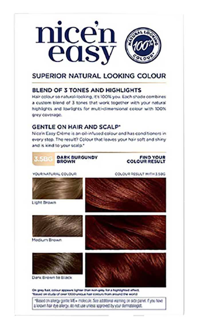 Nice N Easy Crème Coloration Permanente 3.5BG Brun Bourgogne Foncé