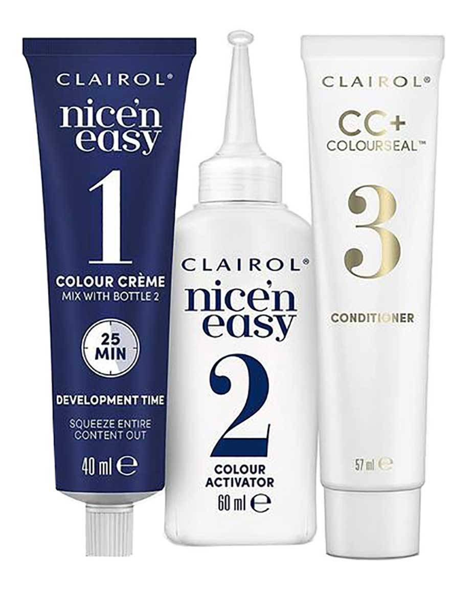 Clairol Nice N Easy Creme Permanent Hair Color 9G Light Golden Blonde, showcasing the hair dye tube and product packaging.