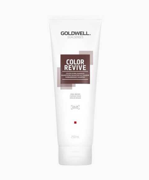 Goldwell Color Revive Cool Brown shampoo bottle, designed for restoring and enhancing brown hair color with nourishing formula.