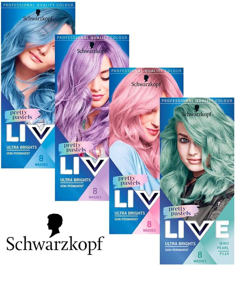 Schwarzkopf Live Pretty Pastels Ultra Brights Lilac Crush semi-permanent hair color in a vibrant lilac shade.