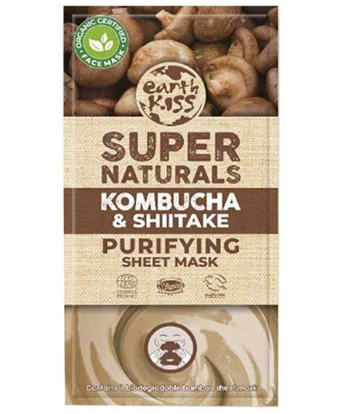 Masque en tissu purifiant Earth Kiss Super Naturals Kombucha et Shiitake