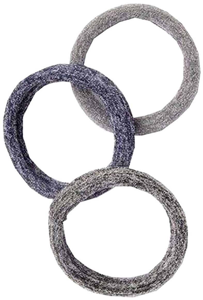 Molly And Rose Marl Collection Jersey Elastics hair accessories in neutral tones, shown in close-up on a white background.