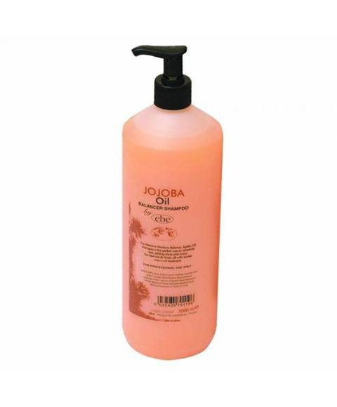 Ebe Jojoba Oil Balancer Shampoo bottle with label, designed for scalp and hair care, featuring natural ingredients and gentle cleansing.
