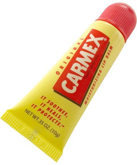 Carmex Moisturising Lip Balm Tube Classic, a natural lip care product by Carma Laboratories, shown in a sleek tube.