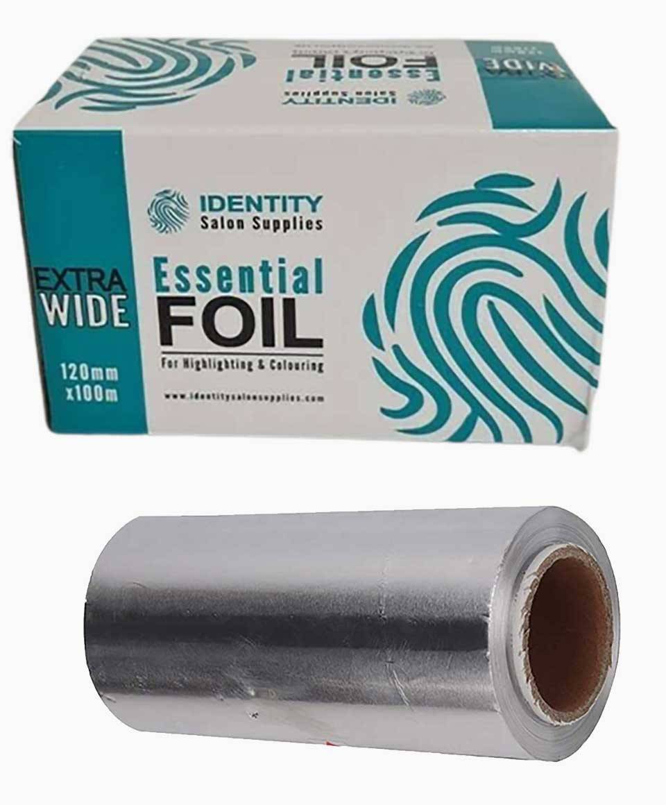 Silver foil roll for salon use, wide size, essential salon accessory from Identity Salon Supplies.