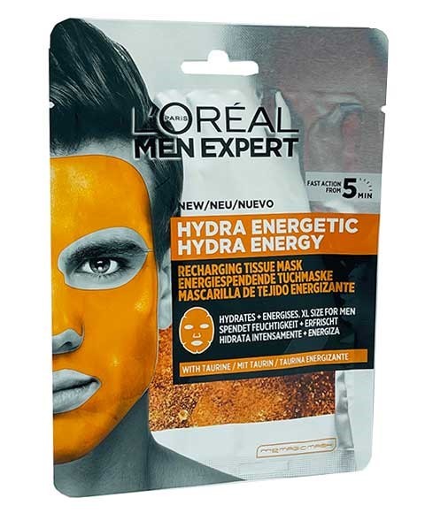 Masque en tissu régénérant énergétique Hydra Expert pour hommes