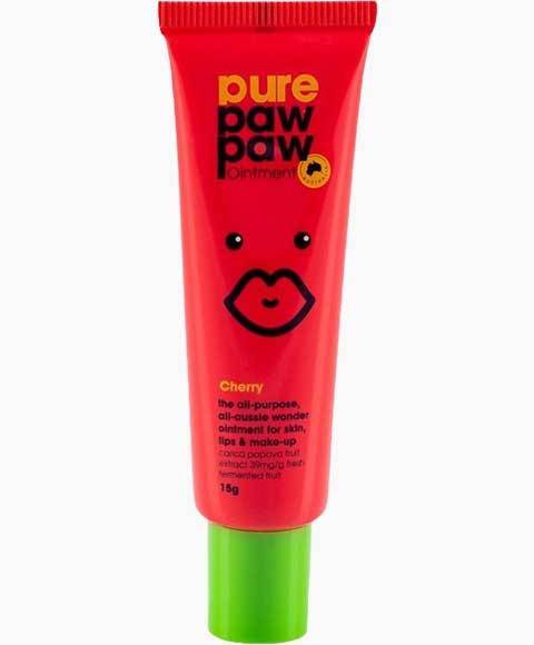 Pure Paw Paw Cherry Lip Care ointment tube showing its bright packaging and lip balm applicator.