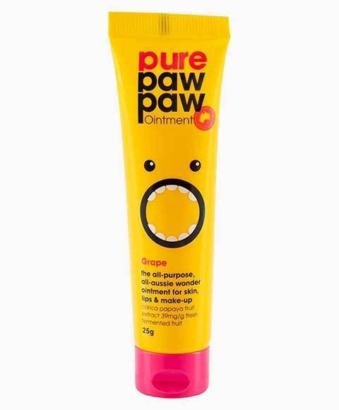 Pure Paw Paw Grape Ointment for lip care in a small tube, showcasing the vibrant grape color and texture.