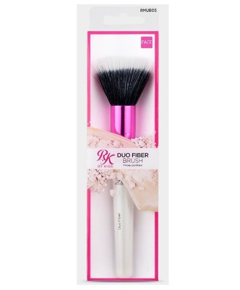 RK By Kiss Duo Fiber Brush RMUB05 for makeup application, featuring soft fiber bristles and sleek handle design.