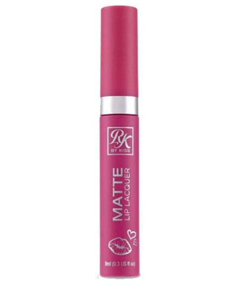 RK By Kiss Matte Lip Lacquer RML07 Fiesta, vibrant coral lip makeup with a smooth matte finish, shown in the image.
