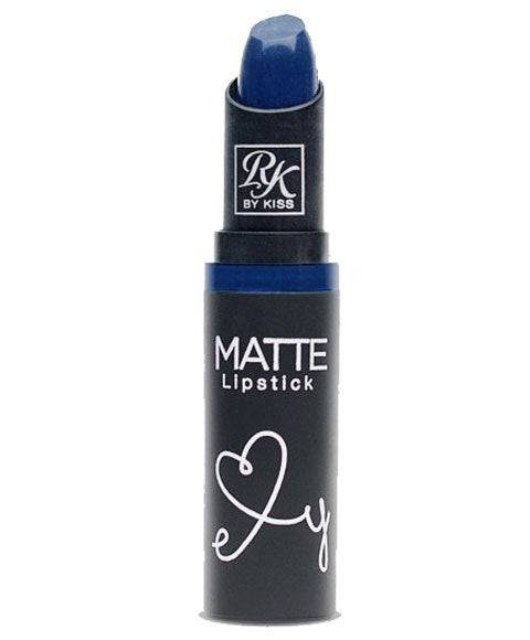 RK By Kiss Navy Fleet matte lipstick in sleek navy packaging, showcasing the lip makeup tube with a matte finish.