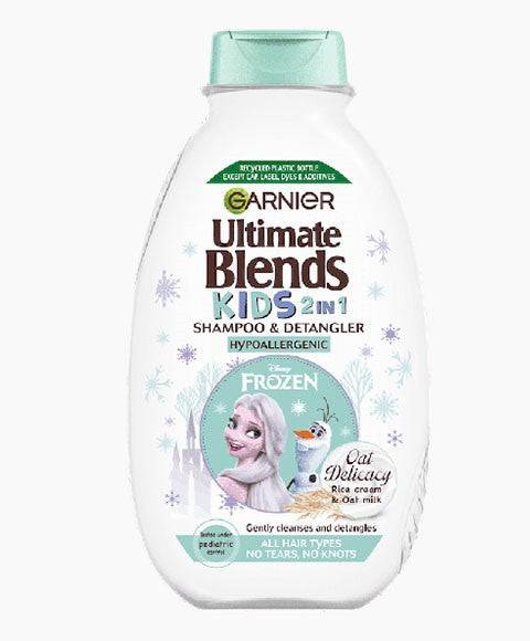 Garnier Ultimate Blends Kids 2-in-1 Oat Delicacy shampoo and detangler for gentle hair cleansing and easy combing.