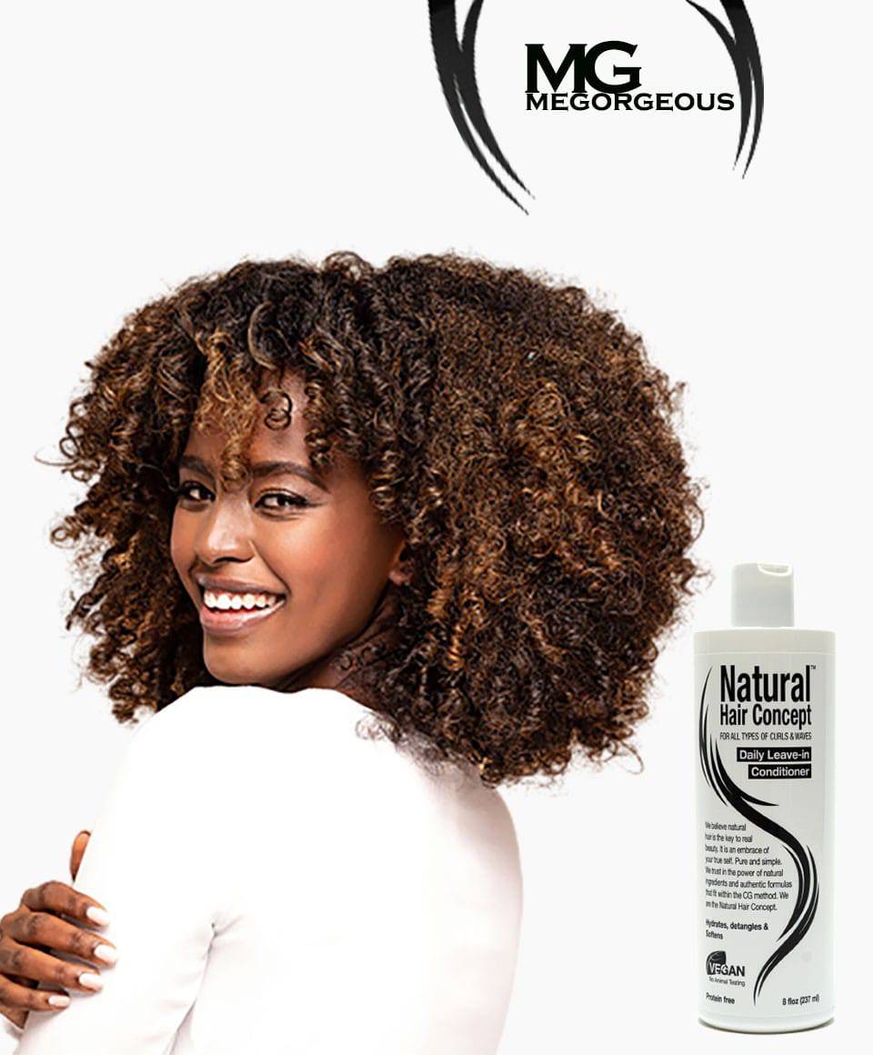 Me Gorgeous Natural Hair Concept Daily Leave-In Conditioner bottle, lightweight conditioner for natural hair care.