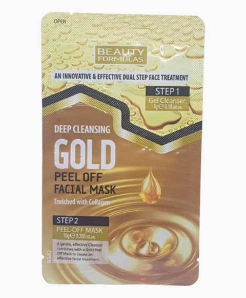 Beauty Formulas Deep Cleansing Gold Peel Off Facial Mask for skin detox and pore cleansing, with a gold-infused formula.