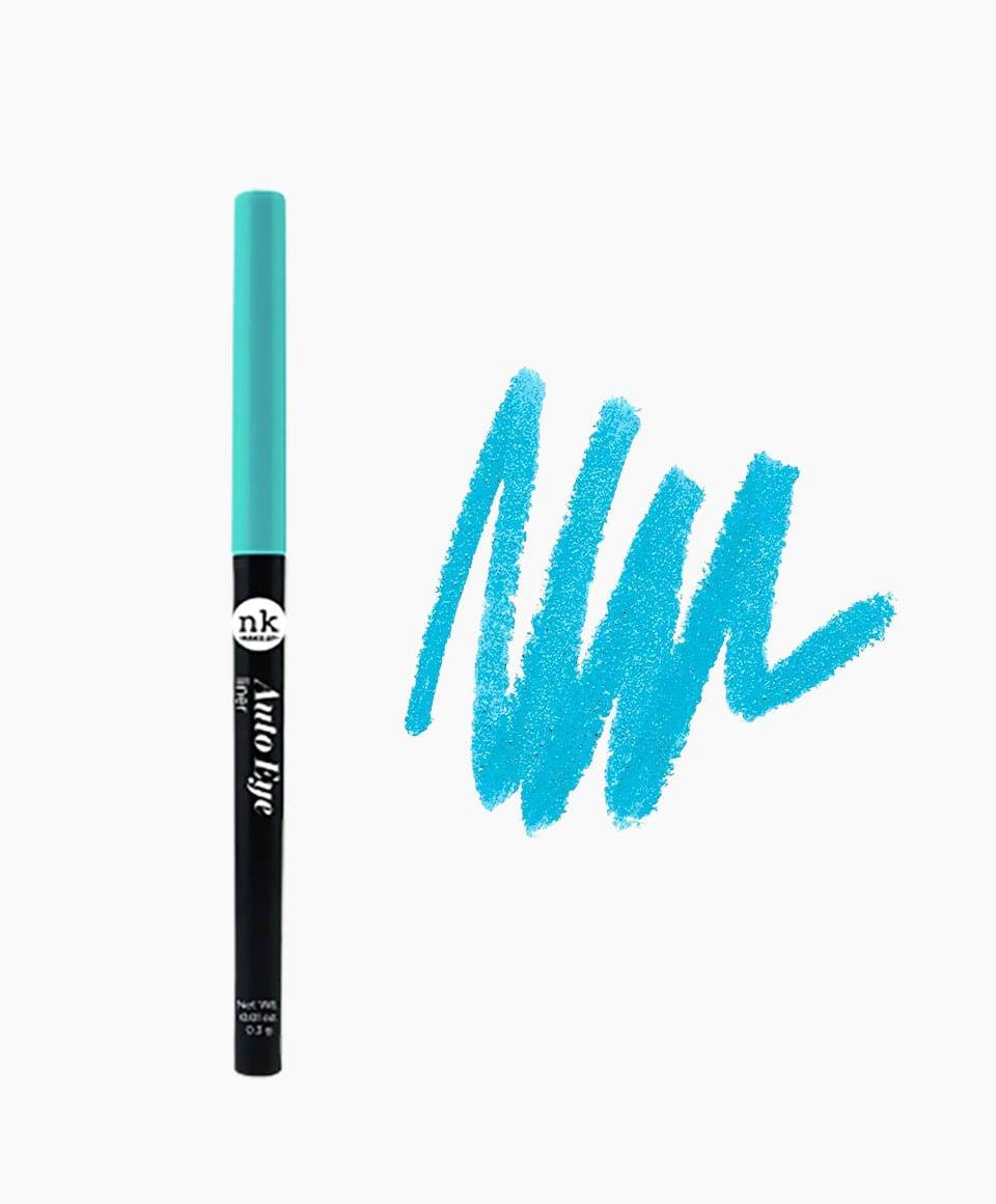 NICKA K NEWYORK NK Auto Eye Liner AA26 Deep Sky Blue, eye makeup pencil with vibrant blue color, close-up of the product tip.