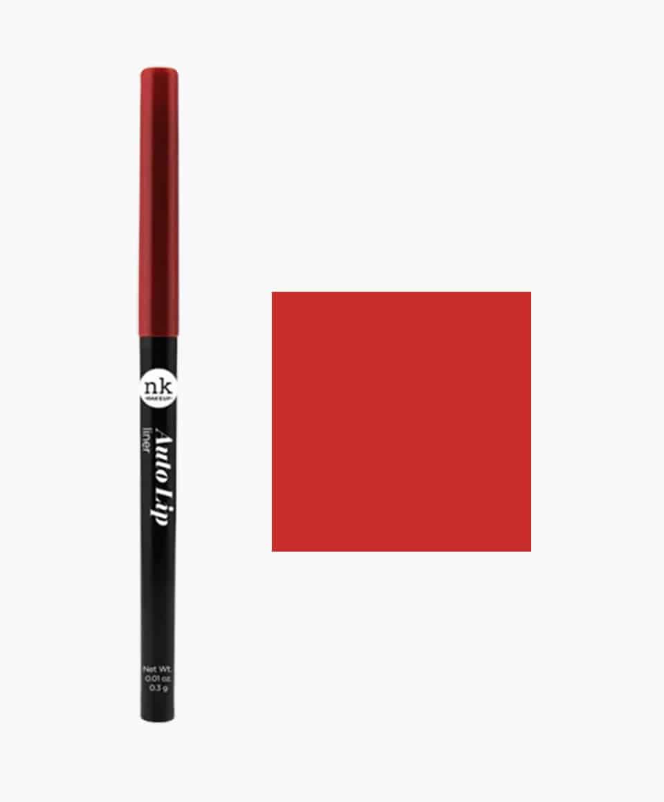 NICKA K NEWYORK NK Auto Lip Liner AA18 Red for lip makeup, showing the red lip liner pencil with the cap removed.
