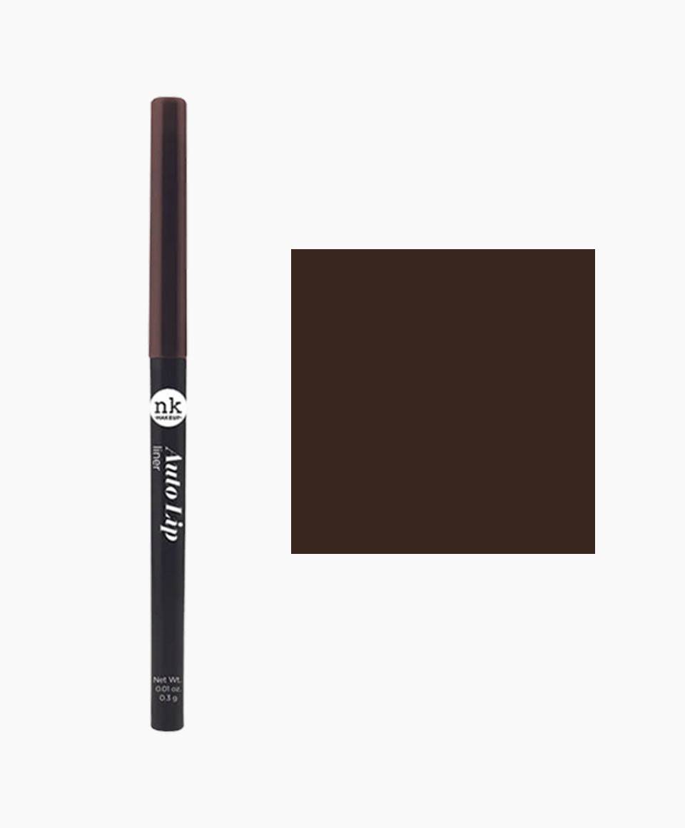 NICKA K NEWYORK Auto Lip Liner AA13 Brown for lip makeup, shown in a sleek brown pencil with a twist-up design.