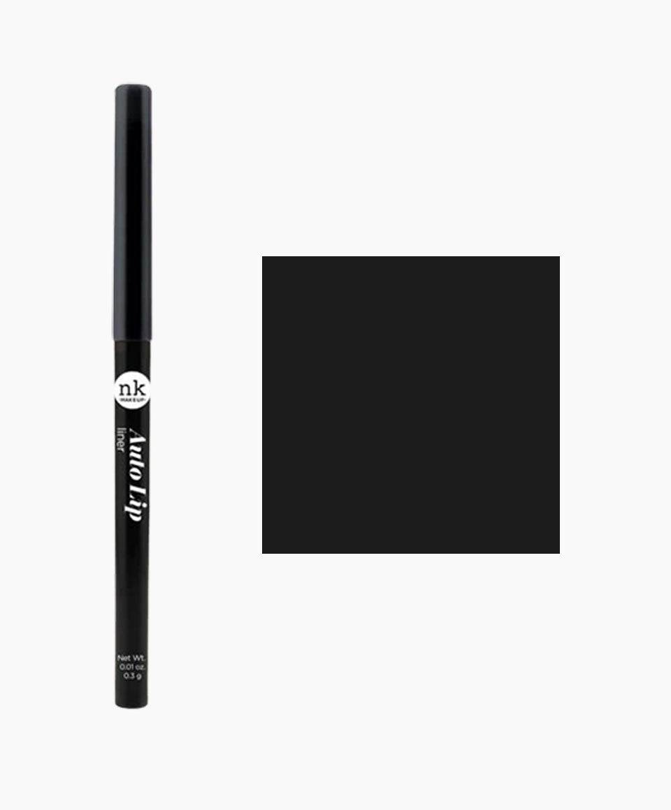 NICKA K NEWYORK NK Auto Lip Liner AA19 Black for precise lip makeup, shown with the black lip liner on a neutral background.