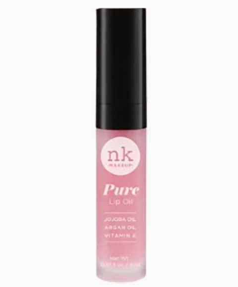 NICKA K NEWYORK NK Pure Lip Oil NKC52 Strawberry in clear bottle with applicator tip, showcasing vibrant strawberry flavor.
