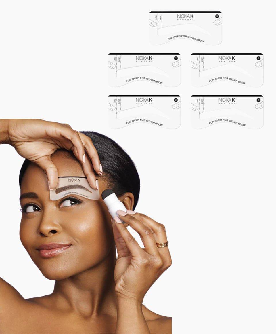 NICKA K NEWYORK NK Perfectly Arched Brow Stencil Kit with four reusable stencils for shaping and defining eyebrows.