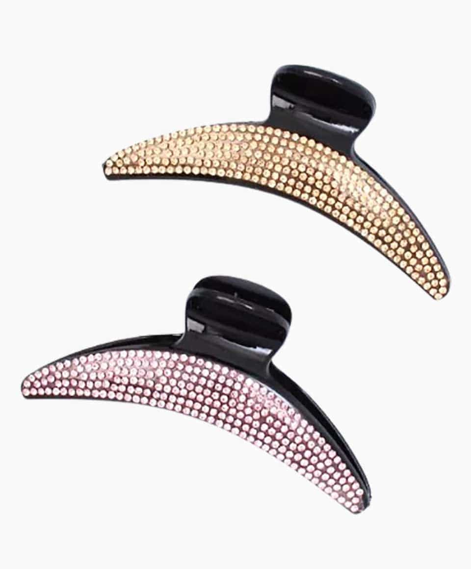 Colorful curved plastic hair clamp with diamanté accents from Molly And Rose, perfect for stylish hair accessories.