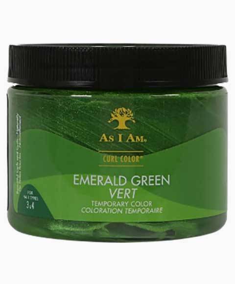 As I Am Curl Color Emerald Green temporary hair color in a jar, vibrant green hair dye for bold styling.