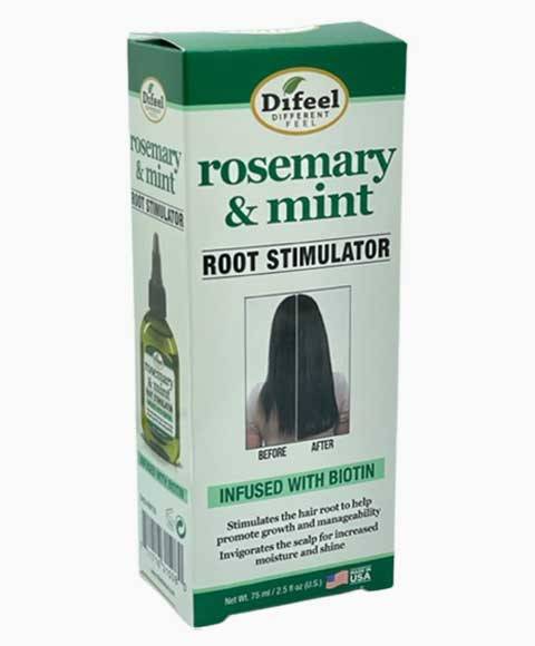 Difeel Rosemary and Mint Root Stimulator hair treatment bottle infused with biotin, designed to promote healthy scalp and hair growth.