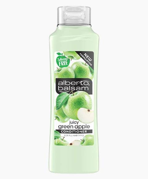 Alberto Balsam Juicy Green Apple refreshing conditioner bottle with green apple scent and vibrant packaging.