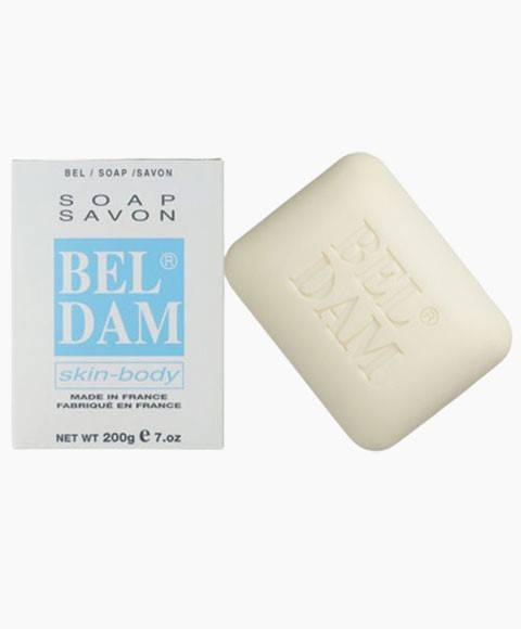 Bel Dam bath and shower soap bar for skin and body with creamy lather, displayed on a white background.