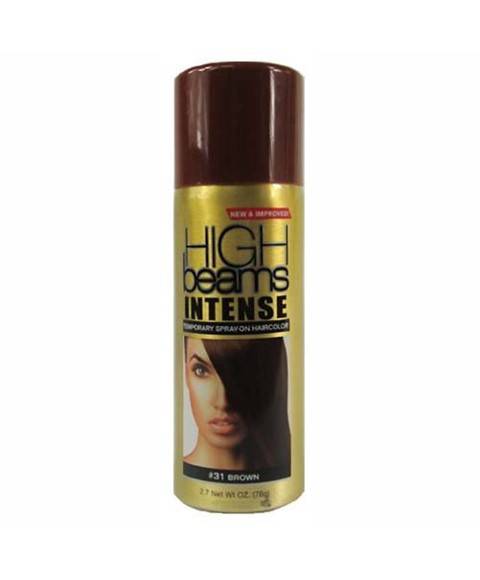 High Beams Intense temporary spray-on hair color from Continental Fragrances, vibrant hair color application in a spray bottle.