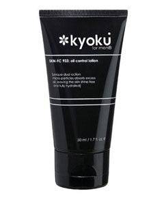 Kyoku Oil Control Moisturizer Lotion for skin soothing, lightweight hydration, and oil regulation, shown in a sleek bottle.