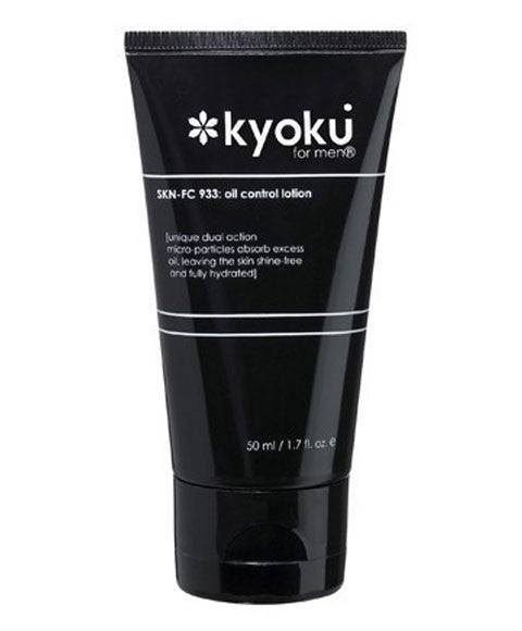 Kyoku Oil Control Moisturizer Lotion for skin soothing, lightweight hydrating cream in a white jar with a blue lid.