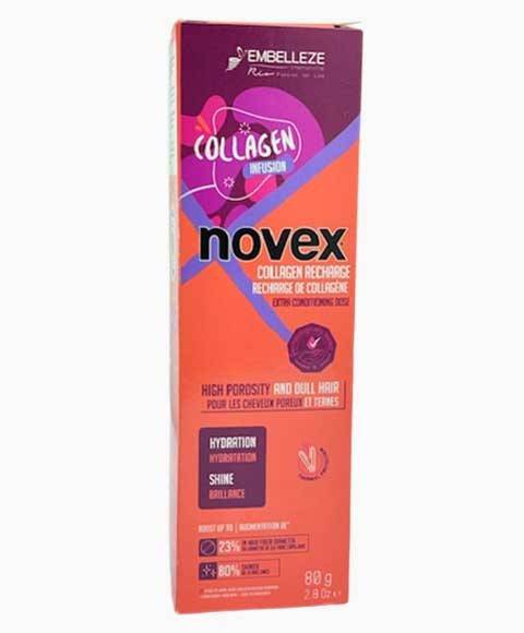 Novex Collagen Infusion Hair Treatment bottle with label, designed to boost hair strength and hydration.