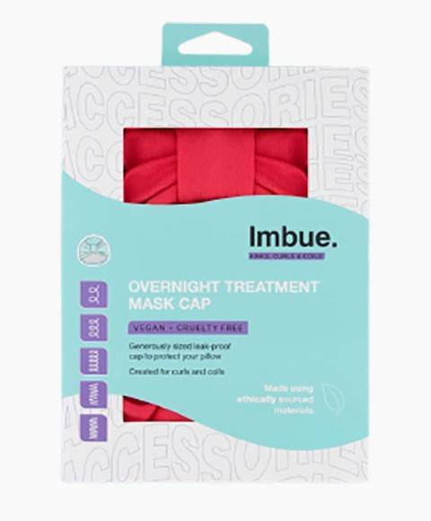 Imbue Overnight Treatment Mask Cap, salon accessory for hair treatment, soft, reusable cap shown on a model&