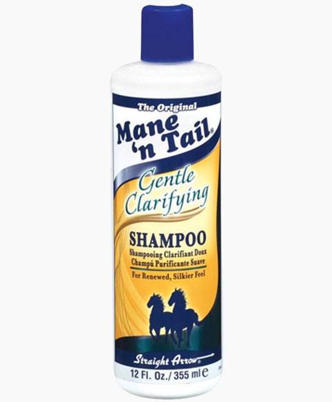 Mane N Tail Gentle Clarifying Shampoo bottle with a clean design and label, showcasing its clarifying formula for hair.