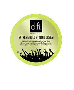 DFI Extreme Hold Styling Cream for hair, showcasing the creamy texture in a sleek container, ideal for strong, long-lasting hairstyles.