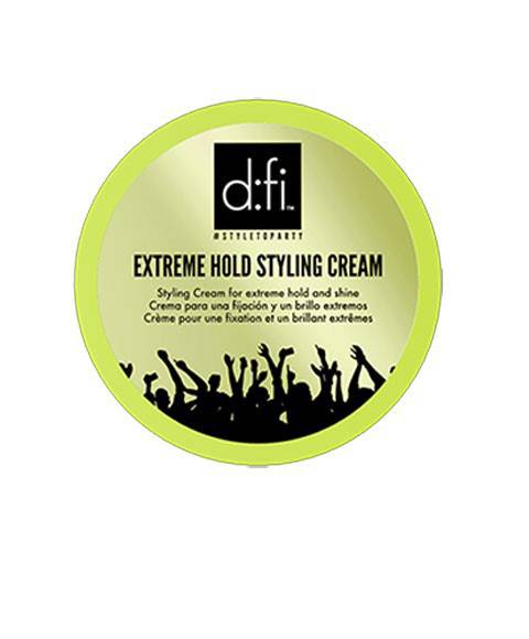 DFI Extreme Hold Styling Cream for strong, long-lasting hair styling, shown in a sleek container with a smooth texture.