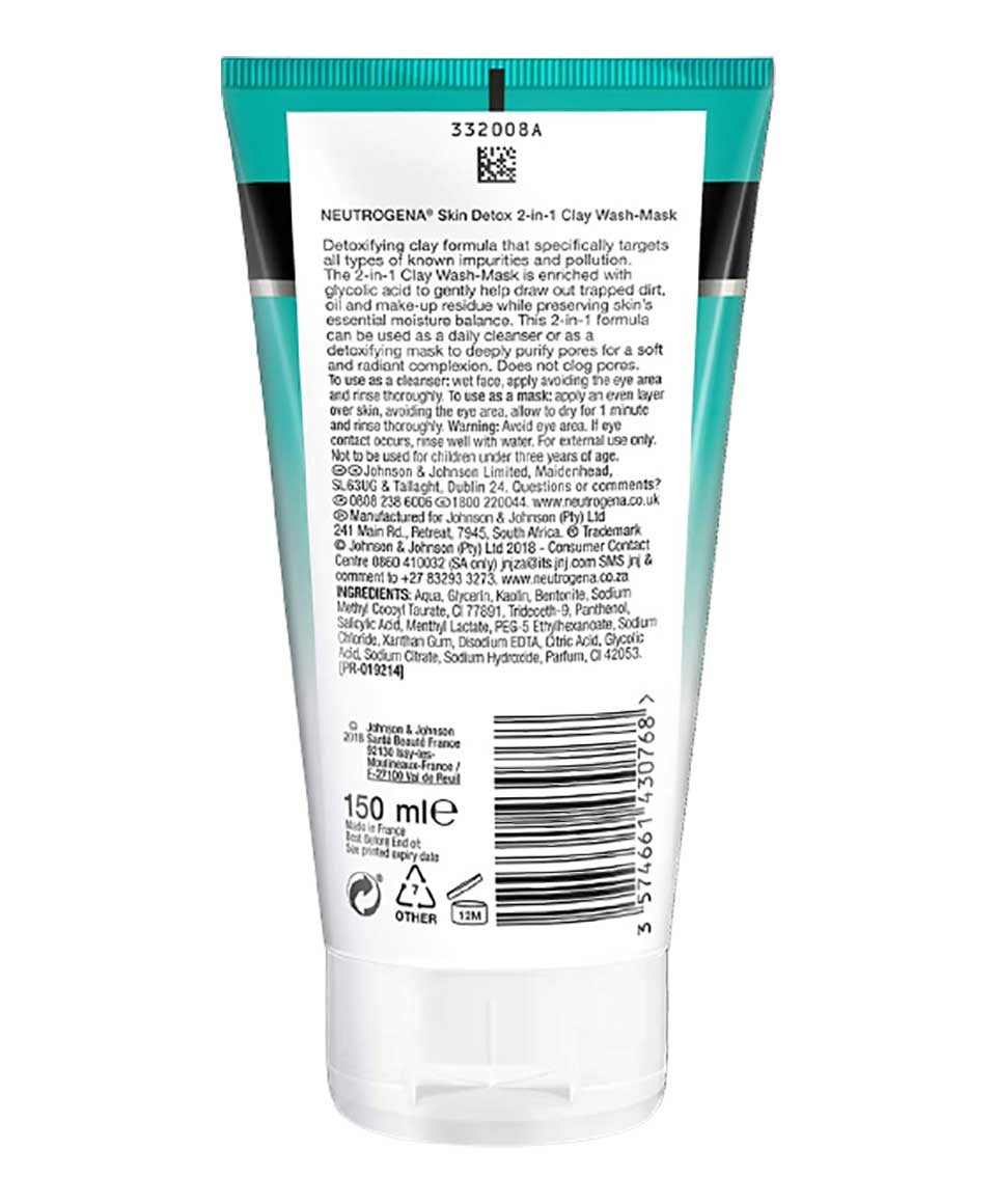 Neutrogena Skin Detox 2 In 1 Clay Wash Mask