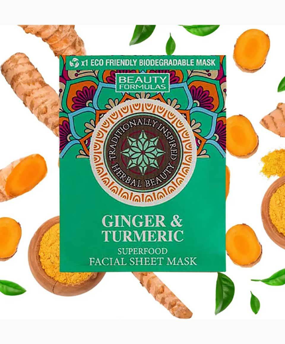 Beauty Formulas Ginger And Turmeric Superfood Facial Sheet Mask