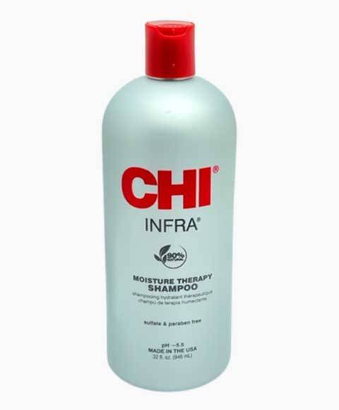 Farouk Systems Chi Infra Moisture Therapy Shampoo bottle, creamy formula for nourishing and moisturizing hair care.