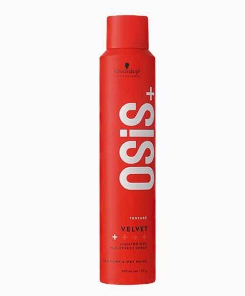 Schwarzkopf Osis Plus Texture Velvet lightweight hair spray with wax effect, providing textured, flexible hold for styled hair.