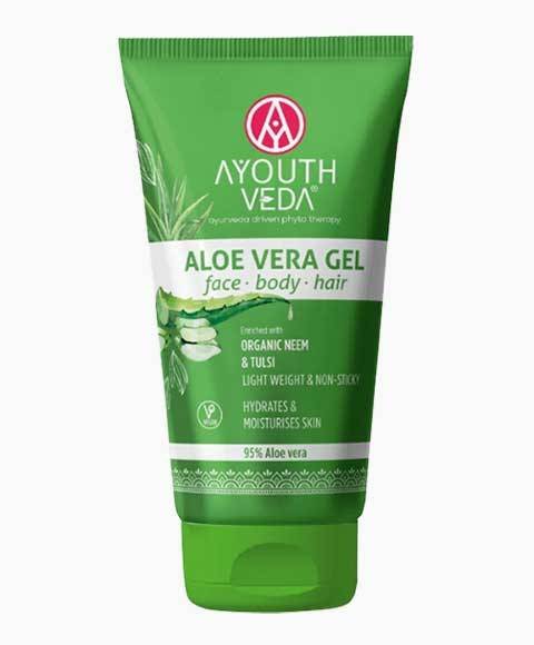 Urban Veda Ayouth Veda Aloe Vera Gel with organic neem and tulsi, moisturizing skincare product in a clear tube.